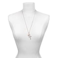 thumbnail image 3 of Delight Jewelry Small Rose Goldtone Heart with Clear Crystals I Set You Apart Engraved Cross Zoey Necklace, 28", 3 of 4