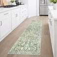 thumbnail image 2 of GLATTICE Runner Rug 2x6 Non Slips Rug Runner Super Soft Kitchen Runner Rug Printed Faux Wool Floral Thin Rugs for Hallway Entryway Laundry Room Bedroom, Sage Green with Ivory Hues, 2 of 7