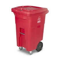 Toter 64 Gal. Red Hazdous Waste Trash Can with Lid Lock and Casters