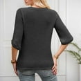 thumbnail image 6 of OSOLU Solid Color Women Casual Tops Button Half Sleeve T-Shirt Tee Tops Comfort Dailywear, 6 of 6