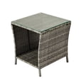 thumbnail image 6 of Tcbosik 18-Inch Square Rattan Side Table in Gray, Outdoor/Indoor 2-Tier Storage End Table with Glass Top & Open Shelf, for Living Room, Patio, Deck, Balcony, 6 of 7