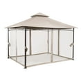 thumbnail image 2 of Furniture of America Vanj 13 ft. x 10 ft. Outdoor Patio Gazebo with All Around Netting, Brown, 2 of 7