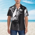 thumbnail image 2 of Sikiie Monochrome Giraffe Expression Print Men's Hawaiian Shirt, Summer Beach Button Pocket Short Sleeve T-Shirt,XX-Large, 2 of 7