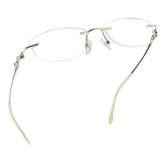 LifeArt Pure Titanium Frame Glasses/Blue Light Blocking Reading Glasses, Reduce Eyestrain, Stylish for Women(Champagne, 4.00 Magnification)