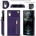 thumbnail image 2 of Crossbody Phone Case for iPhone XR Case with Card Holder for Women,iPhone XR Case Wallet with Strap Lanyard for Men,PU Leather Magnetic Clasp with Kickstand 6.1", Purple, 2 of 18
