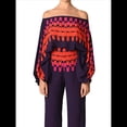 thumbnail image 1 of Conjunto de Dos Piezas Holgado de Otoño para Mujer, con Hombros Descubiertos, Estampado, Larga, Informal, para Salir, Pantalones Anchos Púrpura S, 1 of 8