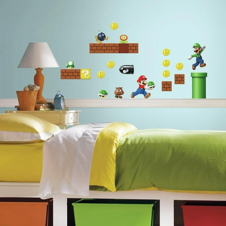 Nintendo Super Mario Bros. & Luigi Peel & Stick Build A Scene Wall Decals Wall Stickers