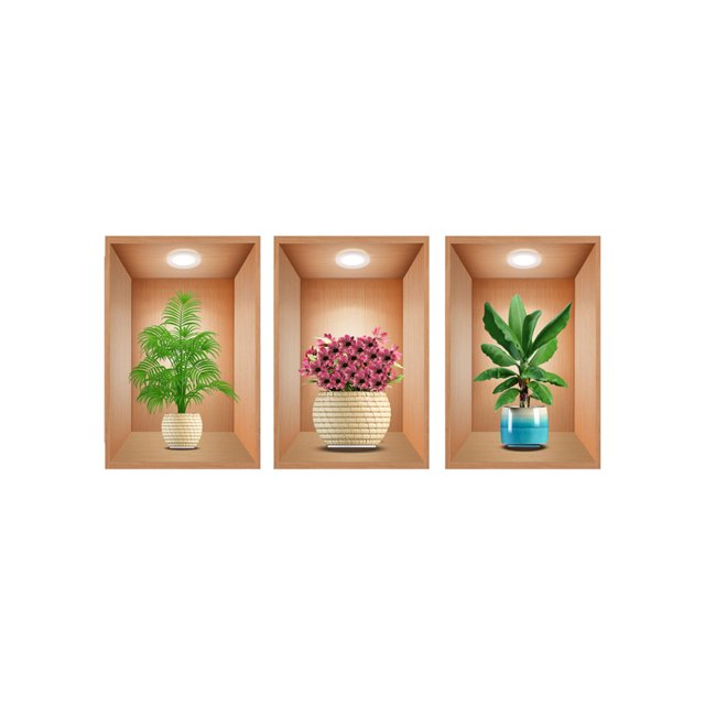 Calcomanía botánica 3D HWRETIE de 30 x 45 cm,con plantas y flores vibrantes para escaleras,ideal para decorar pasillos comerciales o residenciales