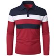 thumbnail image 1 of SOMOWI Graphic Tees for Men Patchwork Splicing Button Turn Down Long Sleeve Red Going Out Fall Tops 4XL, 1 of 4