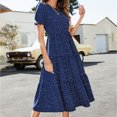 thumbnail image 4 of Viikei Plus Size Short Sleeve Dress for WomenPolka Dot Print Puff Sleeve Dot Long Dresses, 4 of 6
