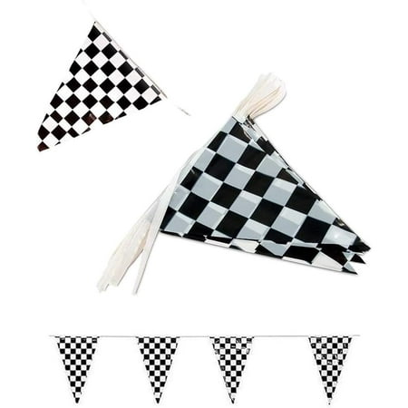 Tytroy Racing Pennant Flag Banners Black White Checkered Nascar Race Car Party Decor 100ft