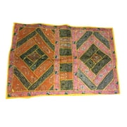 Mogul Home Decor Tapestry Hand Crafted Sequin Work Patchwork Ethnic Vintage Table Runner