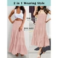 thumbnail image 5 of KDFJPTH Women's Skirts Summer Elastic High Waist Boho Maxi Casual Drawstring A Line Long Skirt, 5 of 8