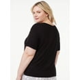 thumbnail image 4 of Joyspun Women's V-Neck Sleep T-Shirt, Sizes S to 3X, 4 of 5
