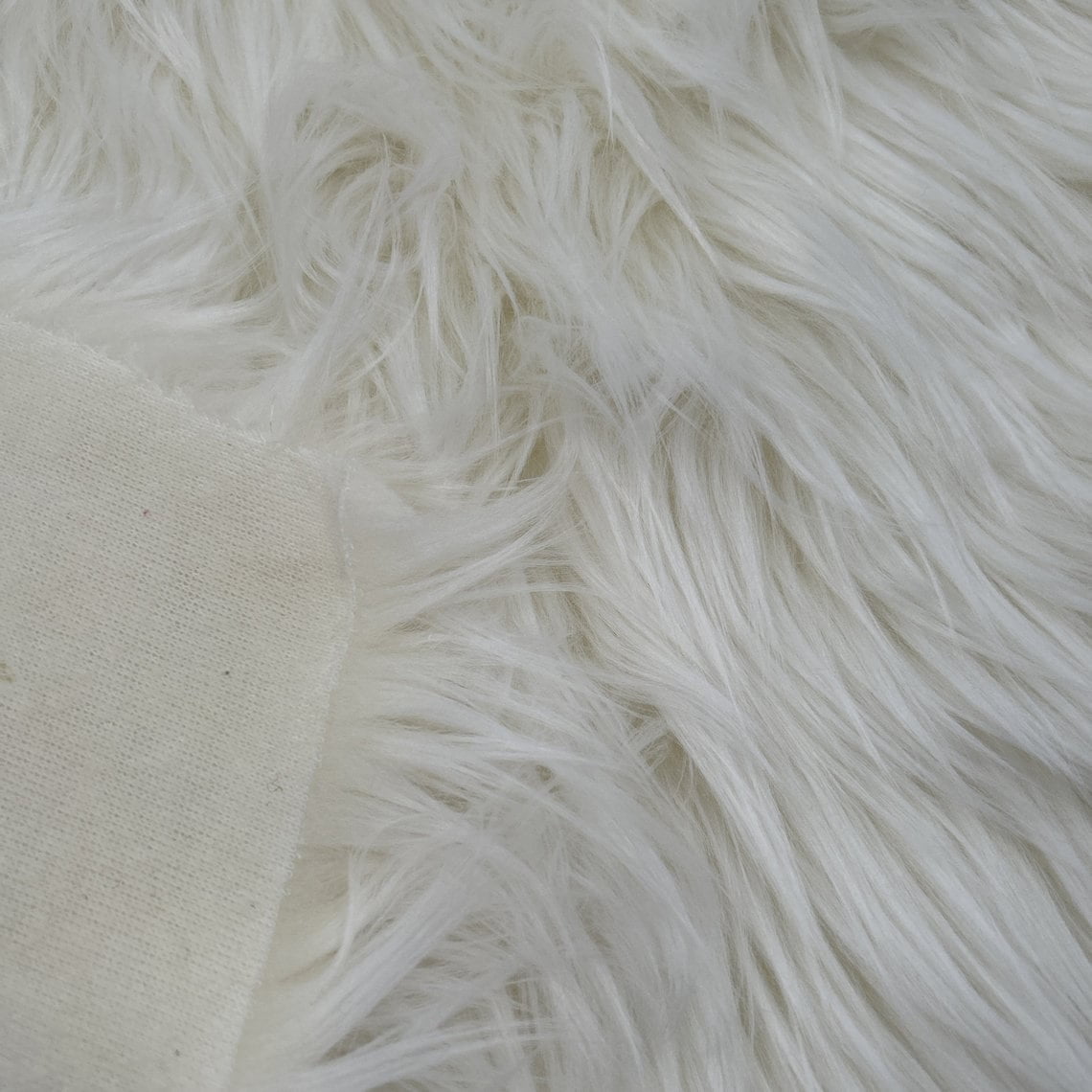 Faux/Fake Fur Mongolian Fabric Sold by The Yard (White)