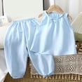 thumbnail image 2 of Leey-World Baby Girl Clothes Toddler Girl Summer Outfits Sleeveless Ruffle Halter Tops Wide Leg Pants Kids Clothing Set(Blue,5-6 Years), 2 of 9