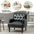 thumbnail image 2 of 14 Karat Home Faux Leather Tufted Armchair & Accent Chair Set of 2 with Wooden Turned Legs, Black, 2 of 6