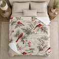 thumbnail image 5 of Cardinal Winter Pine Branch Wildlife Art, Festive Holiday Scene, Warm Flannel Blanket for Cabin and Lodge with Detailed Artwork, Art Lovers Christmas Gift, Festive Home Decor, 5 of 9