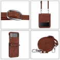 thumbnail image 4 of Dteck for Samsung Galaxy Z Flip 4 5G Case, Crossbody Phone Case Cover with Detachable Lanyard, PU Leather Cover for Samsung Flip 4 2022, Brown, 4 of 5
