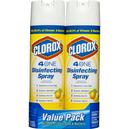 Clorox 4 in One Disinfecting Spray, Two 19 oz Spray Cans