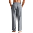 thumbnail image 4 of Boyscolos Mens Summer Beach Pants Elastic Waist Drawstring Casual Linen Pants Lightweight Loose Fit Fashion Yoga Trousers Gray XL, 4 of 4