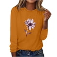 thumbnail image 5 of IROINNID Pink Tops for Women Long Sleeves Shirts Graphic Printed Round Neck Casual Tee Reduced,Yellow, 5 of 5