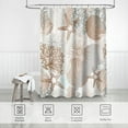 thumbnail image 6 of Brown Small Stall Shower Curtain 36 x 72 Inch, Half Narrow Beach Ocean Themed Shower Curtain, Summer Tropical Seashell Starfish Coral Nautical Coastal Shower Curtains for Bathroom Decor, 6 of 6