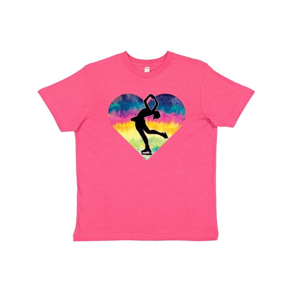 Inktastic Ice Skating Watercolor Heart Girls Youth T-Shirt