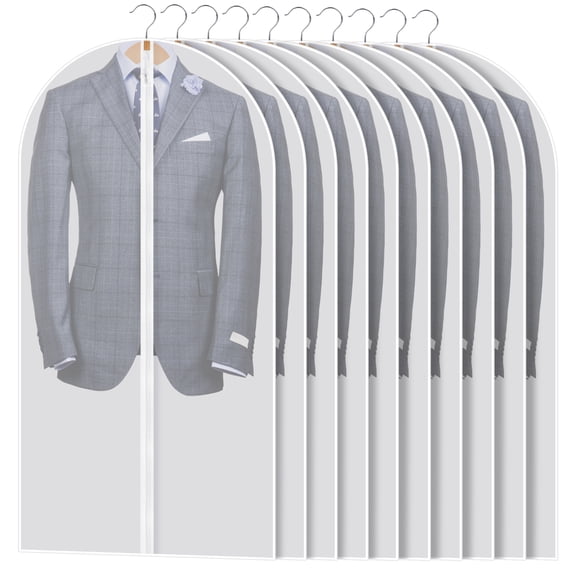 LUIISIS 10 Pack Clothes Cover Protector Bags, 23.62*39.37 In Garment Bags for Hanging Clothes, Clear Hanging Garment Bags for Closet Storage and Travel