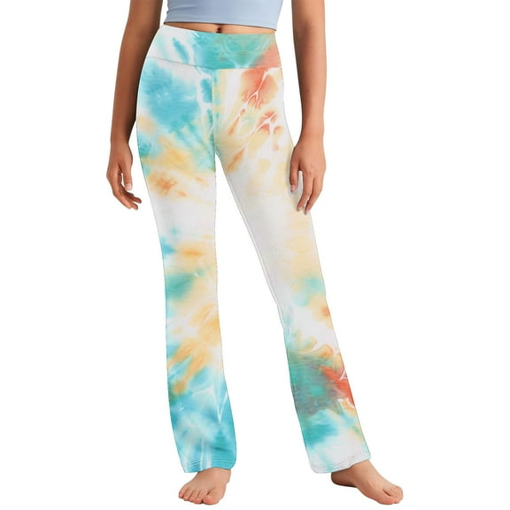 Riecok Leggings for Girls High Waisted Elasticity Cute Printed Fashion Straight Yoga Pants Multicolor 160