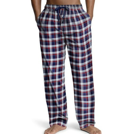 Hanes Big Mens Woven Plaid Drawstring Sleep Pajama Lounge Pant, 40161 Red and Navy Plaid / XXXXX