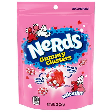 Nerds Valentine's Gummy Clusters Candy, 8 oz Stand Up Bag