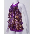 thumbnail image 4 of Eandarui Girls Shiny Sequins Ballet Dance Costume Latin Jazz Performance Dancewear Purple 16, 4 of 7