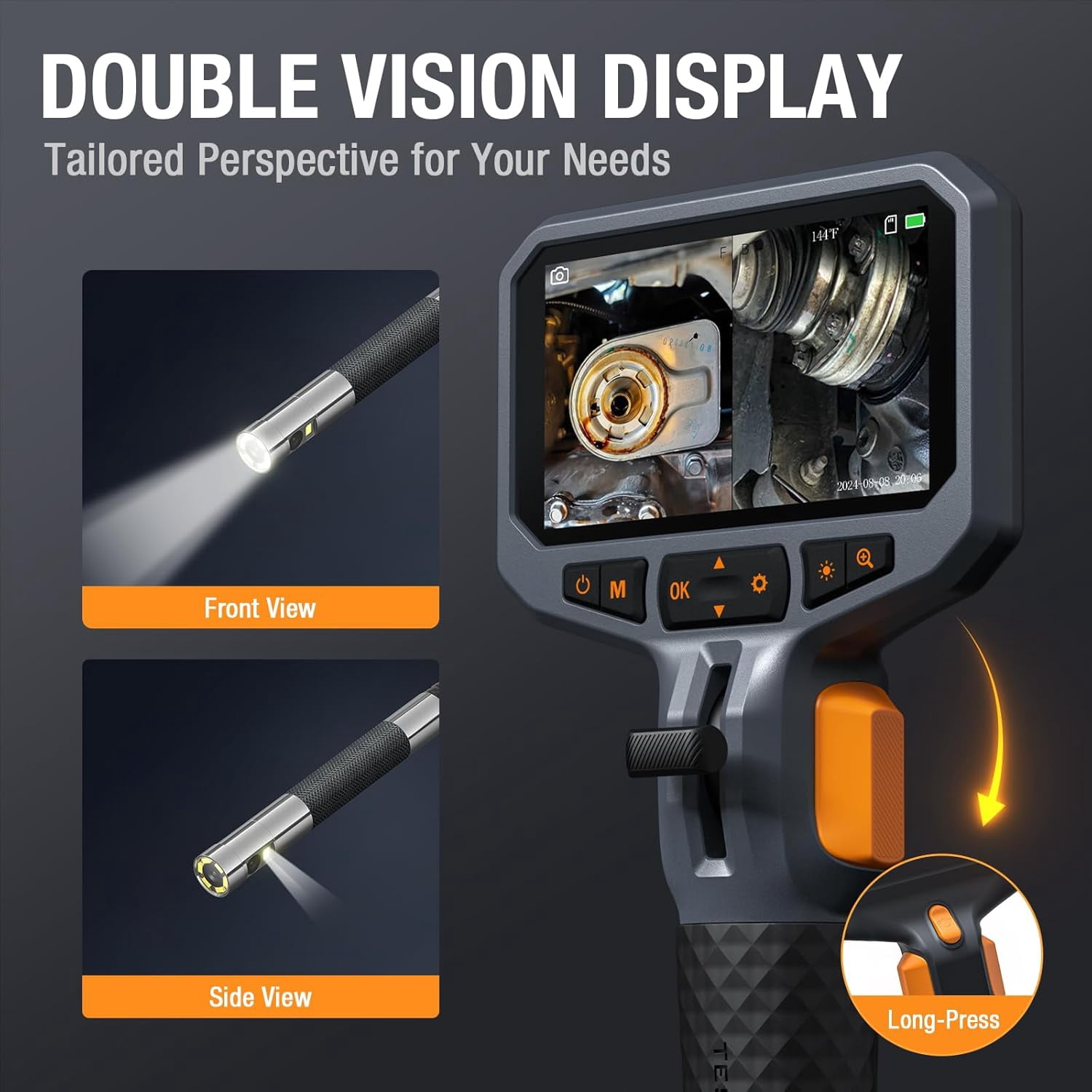 Teslong Two-Way Articulating Borescope Inspection Camera 8.5mm Industrial Endoscope Flexible Probe 5FT