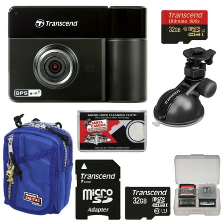 Transcend DrivePro 520 1080p HD GPS Wi-Fi Car Dashboard Video Recorder with Suction Cup + (2) 32GB Cards + Case + Kit