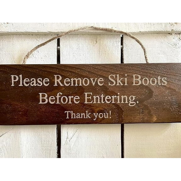 Rustic Wooden Signs No Ski Boots Sign. Ski Sign Skiing Sign Ski Lodge Decor Cabin Sign Ski Lover Skiing Sign Wall Art Decor Kitchen Cafe Pub Decor Gift 8x16 INCH