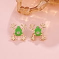 thumbnail image 3 of SmartBy 1/2 Pairs Frog-Shaped Earrings Sparking Rhinestones Inlaid Cartoon Enamel Alloy Ear Clips Jewelry Accessories, 3 of 6