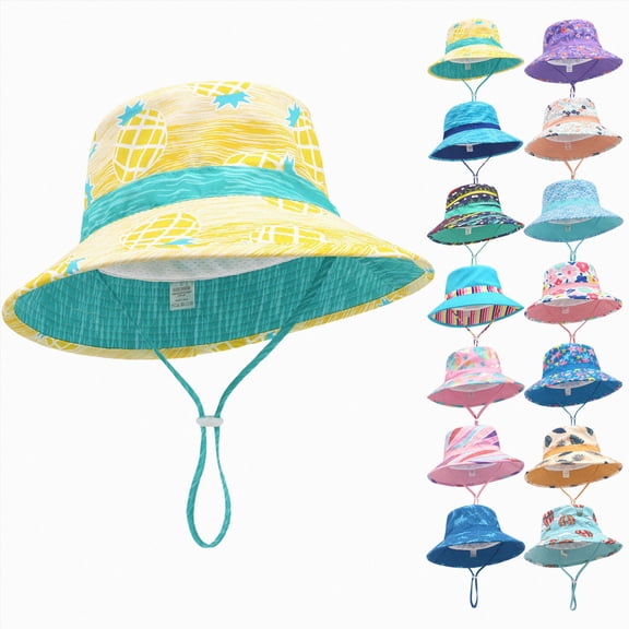 Nwiuh Baby Sun Hat Toddler Beach Hat UPF 50 Baby Bucket Hat Infant Sun Hat Kids Boys Girls Sun Hat (Navy, 18-36 Months)