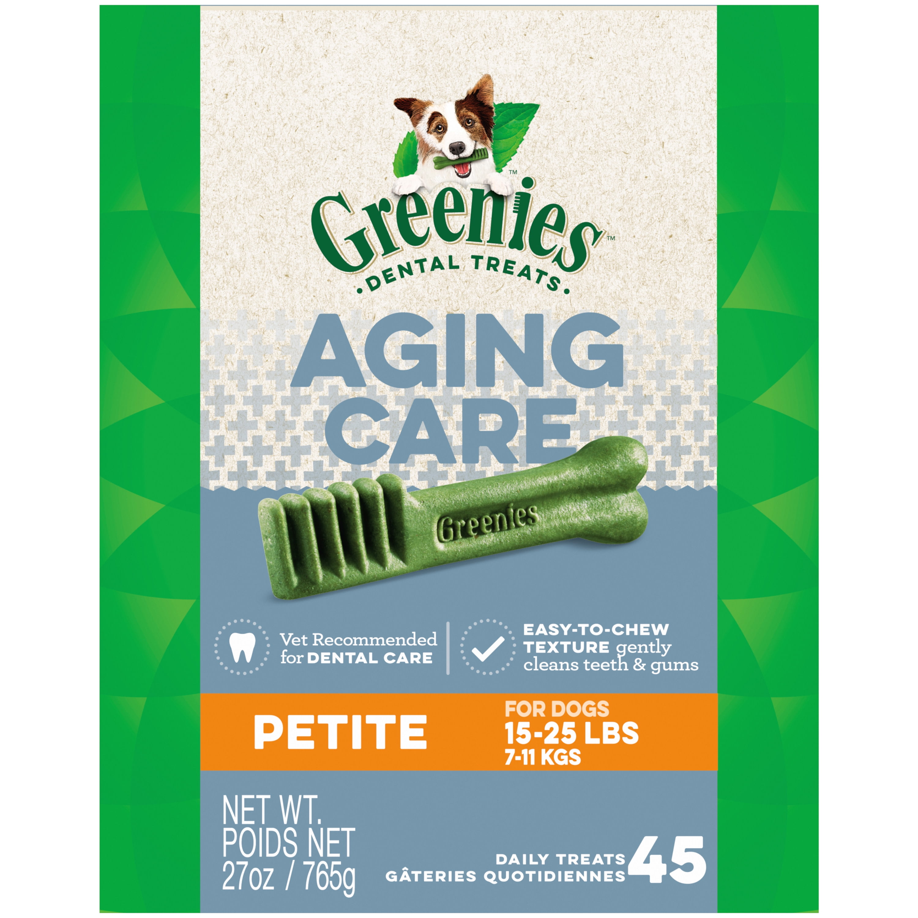 GREENIES Aging Care Petite Size Natural Dental Dog Treats, 27 oz. Pack