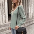 thumbnail image 6 of CHGBMOK Long Sleeve Shirts for Women Casual Lace V Neck Dressy Tops Fall Trendy Blouses Hollow Floral T Shirts, 6 of 9