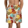 thumbnail image 2 of Uemuo Fall Maple Leaves Pattern Men's Swim Trunks Hawaiian Beach Bathing Suit Swimsuits Beach Quick-Dry Shorts with Pockets-Medium, 2 of 9