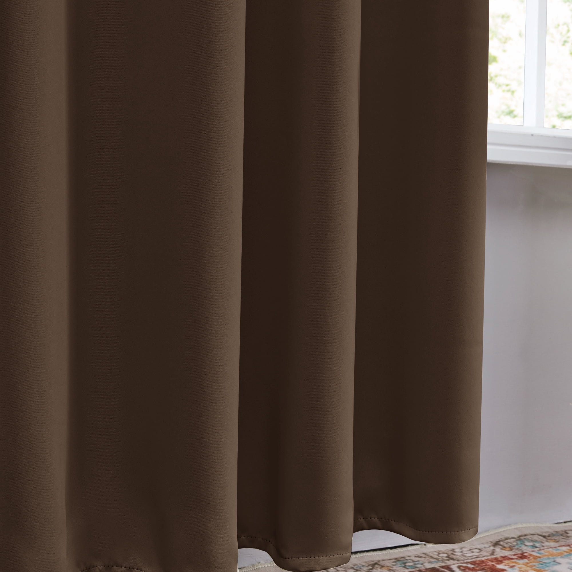 ZOPZO Blackout Rod Pocket Curtains Thermal Insulated, Brown, 42W x 84L Inch, Room Darkening Drapes for Bedroom Living Room, Set of 2
