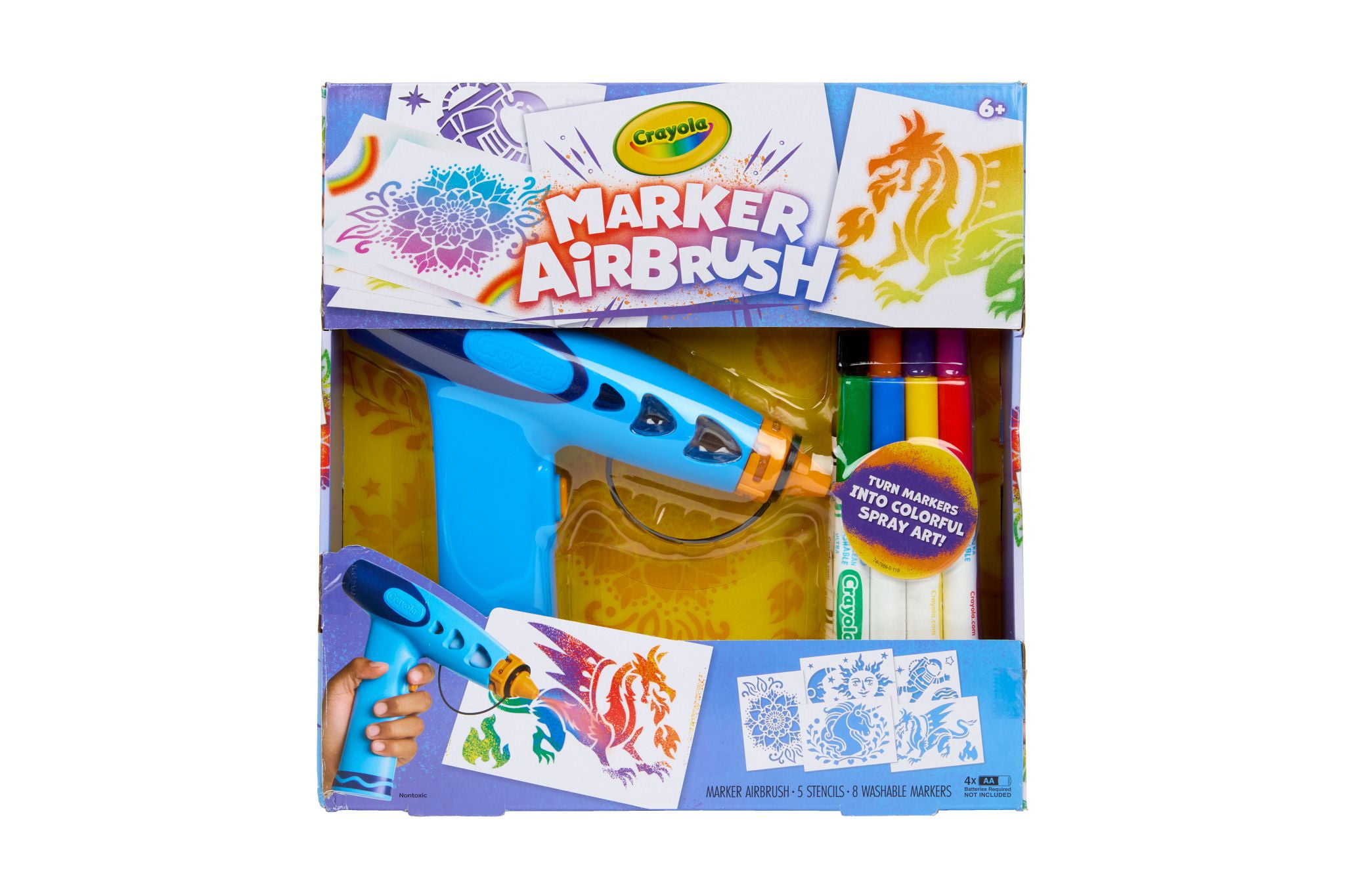 Crayola Marker Airbrush Spray Art Kit, DIY Arts and Crafts Kit, Screen Free Activity, Creative Toys and Gifts for Kids, 6+