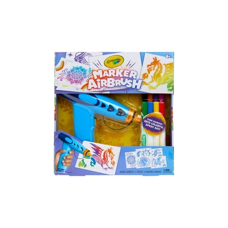 Crayola Marker Airbrush Spray Art Kit, Holiday & Christmas Gift for Kids, DIY Art Set, Creative Toys for Boys & Girls, 6 & Up