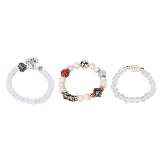 Pulsera de Cadena ANGGREK Pulsera de Cuentas de Madera Blanca Transparente Pulsera de Mujer Pulseras Simples Pulsera de Plata Esterlina Ajustable Pulsera de Ámbar