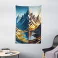 thumbnail image 2 of Ambesonne Lake Tapestry Wall Hanging, Dreamy Art Snowy Mountains Sun, 40"x60", Sea Blue Dark Khaki, 2 of 3