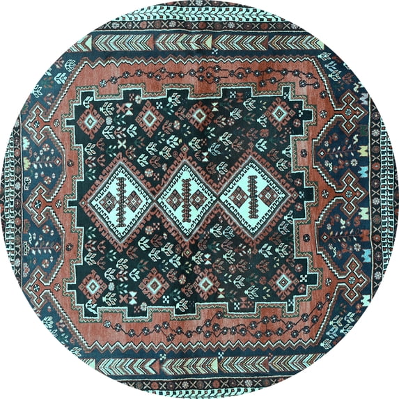 Ahgly Company Indoor Round Persian Light Blue Traditional Area Rugs, 7' Round