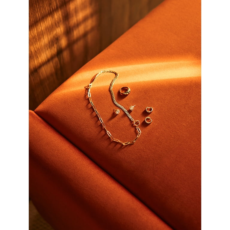 JS Jessica Simpson Women's Gold Plated Sterling Silver Clip/Curb