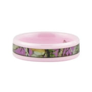 Women's Camo Hunting Camouflage Wedding Band Ring Pink/Rose/ 6mm Pink Ceramic