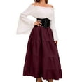 thumbnail image 6 of Diufon Plus Size Womens Dress Ruffle off Shoulder Long Sleeve Maxi Dress Color Block Waisted A-Line Dress, 6 of 6